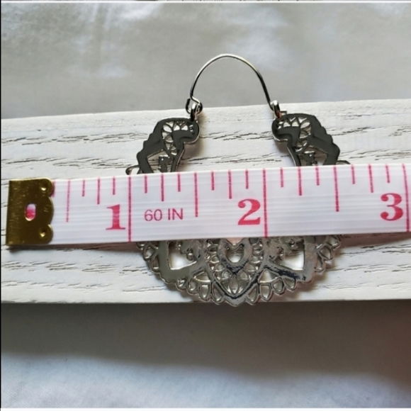 New Boho Silver Hoop Earrings - Picture 5 of 6